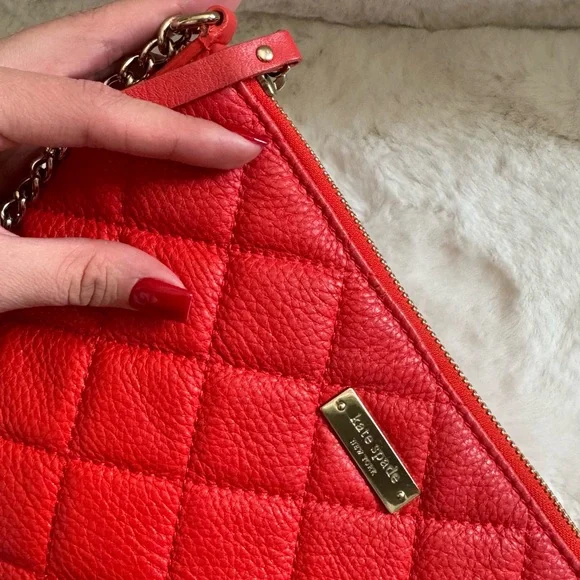 Kate Spade Cherry Red Quilted Shoulder Bag - Picture 3 of 4